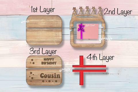 Birthday gift card holder laser, Cousin Gift Card Holder Laser Cut. Card Holder SVG Happy Birthday Layered svg SVG Createya Design 