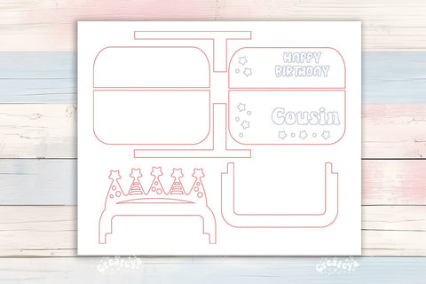 Birthday gift card holder laser, Cousin Gift Card Holder Laser Cut. Card Holder SVG Happy Birthday Layered svg SVG Createya Design 