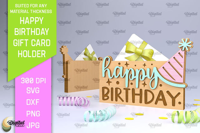 Birthday Gift Card Holder Laser Cut. Card Holder SVG SVG Evgenyia Guschina 