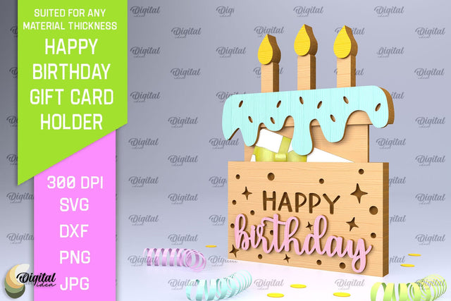 Birthday Gift Card Holder Laser Cut. Card Holder SVG SVG Evgenyia Guschina 