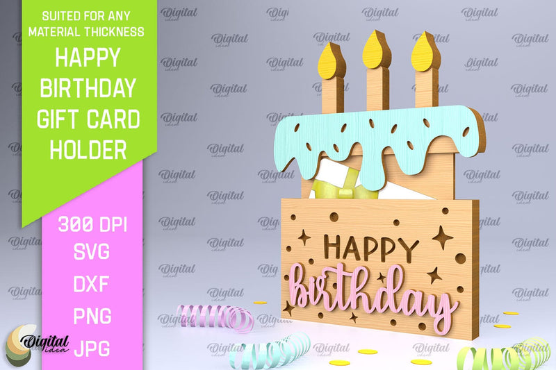 Birthday Gift Card Holder Laser Cut. Card Holder SVG SVG Evgenyia Guschina 