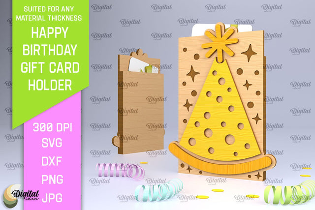 Birthday Gift Card Holder Laser Cut. Card Holder SVG SVG Evgenyia Guschina 