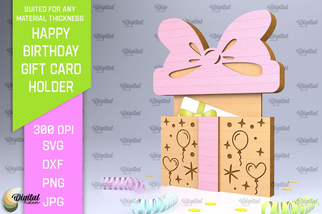 Birthday Gift Card Holder Laser Cut. Card Holder SVG SVG Evgenyia Guschina 