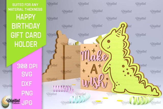 Birthday Gift Card Holder Laser Cut. Card Holder SVG SVG Evgenyia Guschina 