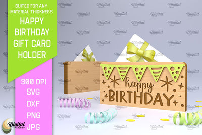 Birthday Gift Card Holder Laser Cut. Card Holder SVG SVG Evgenyia Guschina 