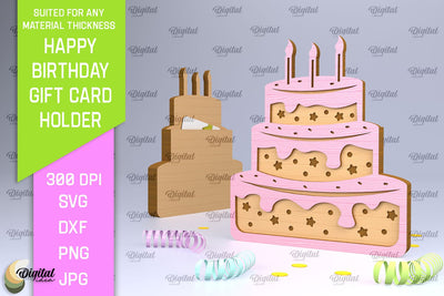 Birthday Gift Card Holder Laser Cut. Card Holder SVG SVG Evgenyia Guschina 