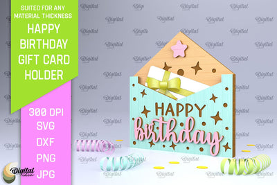 Birthday Gift Card Holder Laser Cut. Card Holder SVG SVG Evgenyia Guschina 