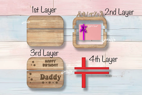 Birthday gift card holder laser, Daddy Gift Card Holder Laser Cut. Card Holder SVG Happy Birthday Layered svg SVG Createya Design 