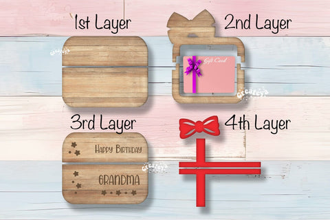 Birthday gift card holder laser, Grandma Gift Card Holder Laser Cut. Card Holder SVG Happy Birthday Layered svg SVG Createya Design 