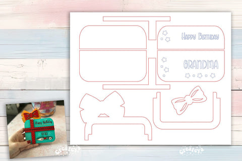 Birthday gift card holder laser, Grandma Gift Card Holder Laser Cut. Card Holder SVG Happy Birthday Layered svg SVG Createya Design 