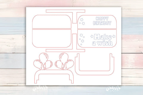 Birthday gift card holder laser Make a wish Gift Card Holder Laser Cut. Card Holder SVG Happy Birthday Layered svg SVG Createya Design 