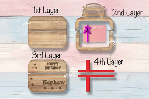 Birthday gift card holder laser, Nephew Gift Card Holder Laser Cut. Card Holder SVG Happy Birthday Layered svg SVG Createya Design 