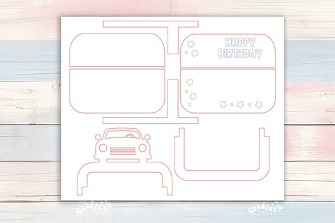 Birthday gift card holder laser Personalized Car Gift Card Holder Laser Cut Card Holder SVG Happy Birthday Layered svg SVG Createya Design 