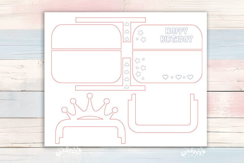 Birthday gift card holder laser Personalized Crown Gift Card Holder Laser Cut Card Holder SVG Happy Birthday Layered svg SVG Createya Design 