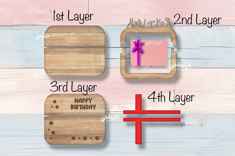 Birthday gift card holder laser Personalized Gift Card Holder Laser Cut Card Holder SVG Happy Birthday Layered svg SVG Createya Design 