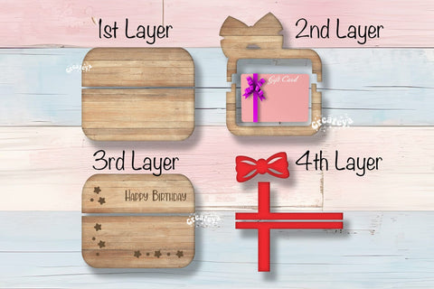 Birthday gift card holder laser Personalized Gift Card Holder Laser Cut Card Holder SVG Happy Birthday Layered svg SVG Createya Design 