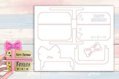 Birthday gift card holder laser Personalized Gift Card Holder Laser Cut Card Holder SVG Happy Birthday Layered svg SVG Createya Design 