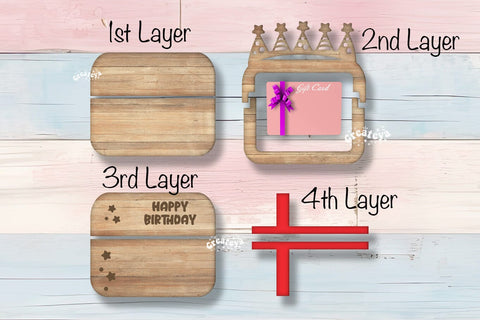 Birthday gift card holder laser Personalized Gift Card Holder Laser Cut Card Holder SVG Happy Birthday Layered svg SVG Createya Design 