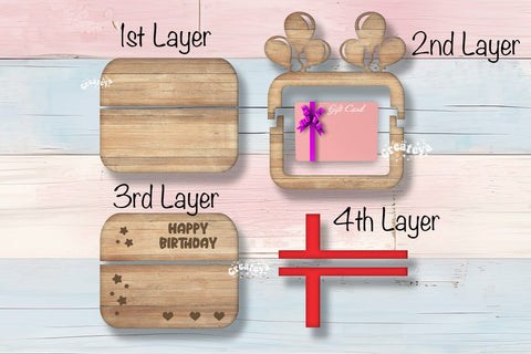 Birthday gift card holder laser Personalized Gift Card Holder Laser Cut Card Holder SVG Happy Birthday Layered svg SVG Createya Design 