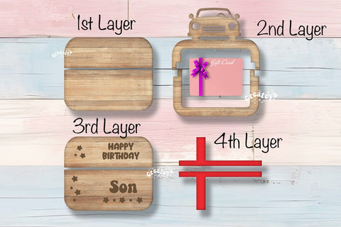 Birthday gift card holder laser, Son Gift Card Holder Laser Cut. Card Holder SVG Happy Birthday Layered svg SVG Createya Design 