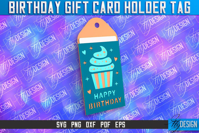Birthday Gift Card Holder Tag | Gift Card SVG | SVG File SVG Fly Design 