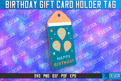 Birthday Gift Card Holder Tag | Gift Card SVG | SVG File SVG Fly Design 