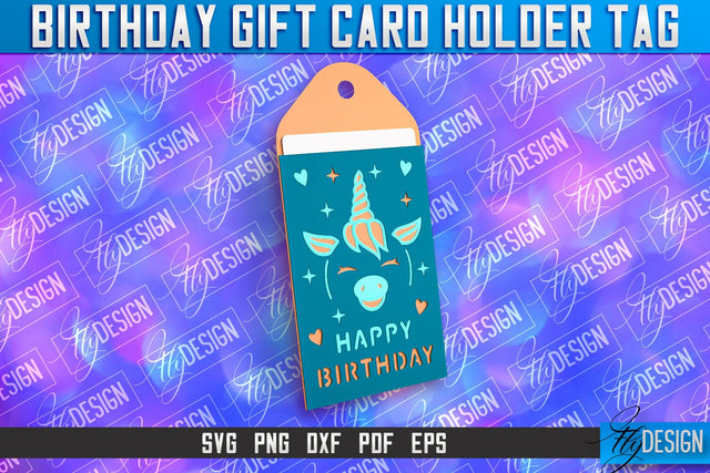 Birthday Gift Card Holder Tag | Gift Card SVG | SVG File SVG Fly Design 