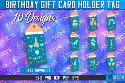 Birthday Gift Card Holder Tag | Gift Card SVG | SVG File SVG Fly Design 