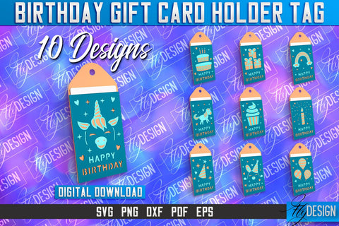 Birthday Gift Card Holder Tag | Gift Card SVG | SVG File SVG Fly Design 