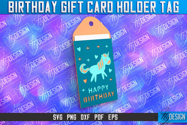 Birthday Gift Card Holder Tag | Gift Card SVG | SVG File SVG Fly Design 