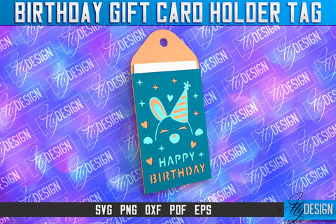Birthday Gift Card Holder Tag | Gift Card SVG | SVG File SVG Fly Design 