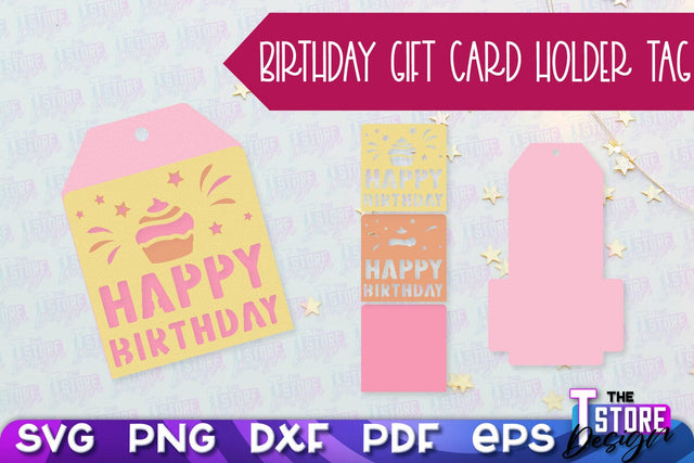 Birthday Gift Card Holder Tag | Gift Card SVG | SVG File SVG The T Store Design 