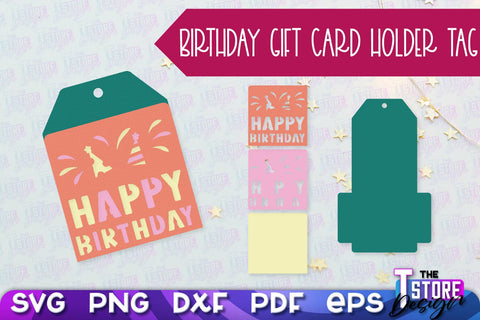 Birthday Gift Card Holder Tag | Gift Card SVG | SVG File SVG The T Store Design 