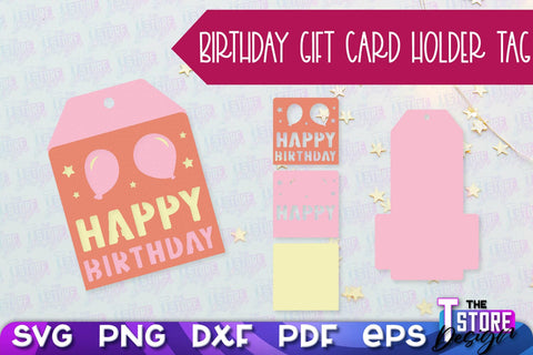 Birthday Gift Card Holder Tag | Gift Card SVG | SVG File SVG The T Store Design 
