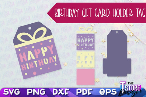 Birthday Gift Card Holder Tag | Gift Card SVG | SVG File SVG The T Store Design 