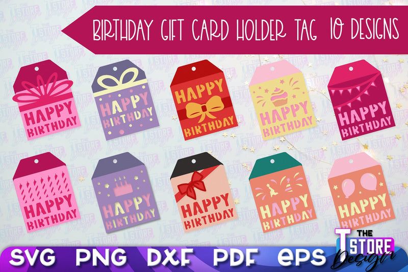 Birthday Gift Card Holder Tag | Gift Card SVG | SVG File SVG The T Store Design 