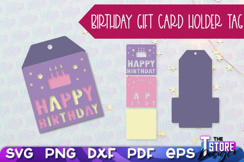 Birthday Gift Card Holder Tag | Gift Card SVG | SVG File SVG The T Store Design 