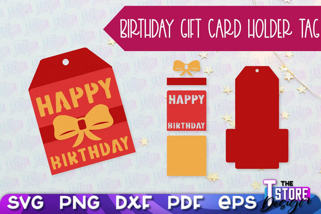 Birthday Gift Card Holder Tag | Gift Card SVG | SVG File SVG The T Store Design 