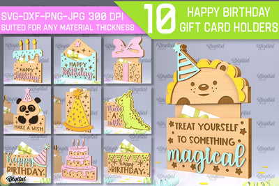 Birthday Gift Card Holders Laser Cut Bundle. Card Holders SVG SVG Evgenyia Guschina 