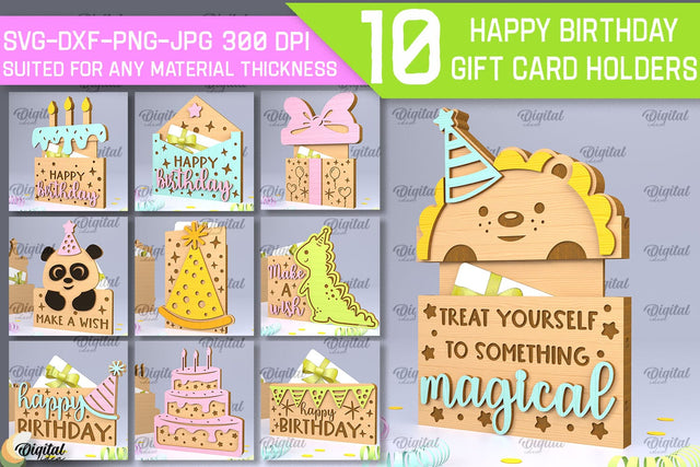 Birthday Gift Card Holders Laser Cut Bundle. Card Holders SVG SVG Evgenyia Guschina 
