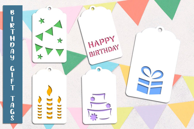 Birthday gift tags svg, Layered Happy Birthday tags SVG AnastasiyaArtDesign 