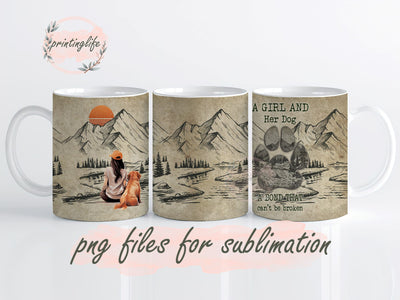 Birthday Gifts for Dog Lovers, A Girl And Her Dog Digital Design Download Mug Wrap Design, Mug Design PNG Sublimation PrintingLife 