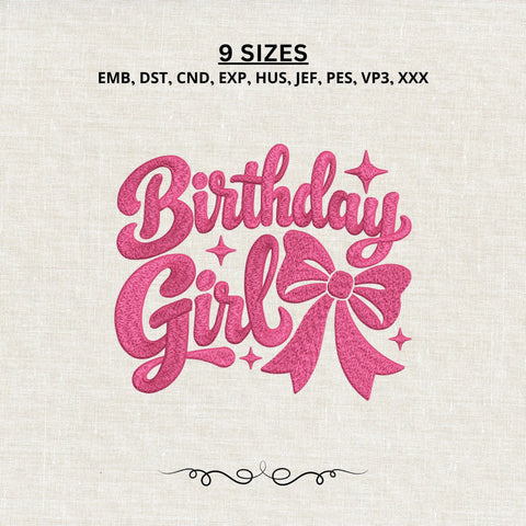 Birthday Girl Bow Embroidery Design – Pink Birthday Machine Embroidery File, Girly Birthday Shirt Design, Birthday Bow Embroidery Embroidery/Applique DESIGNS PatternFeed8 