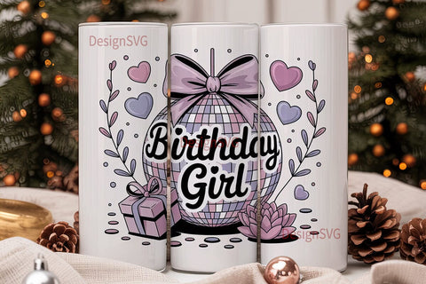 Birthday Girl Disco 20oz Tumbler Wrap Sublimation DesignSVG 