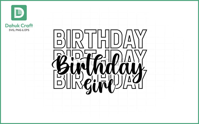 Birthday Girl SVG – Balloon Style Birthday Girl SVG PNG & EPS V2 SVG dahukdesign 