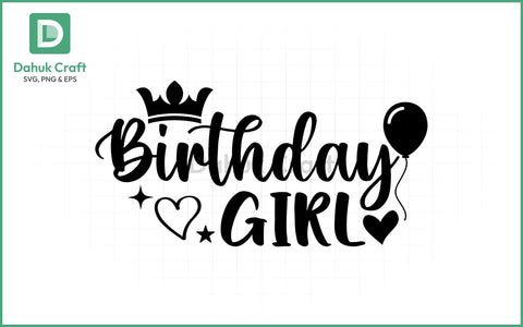 Birthday Girl SVG – Balloon Style Birthday Girl SVG PNG & EPS V5 SVG dahukdesign 