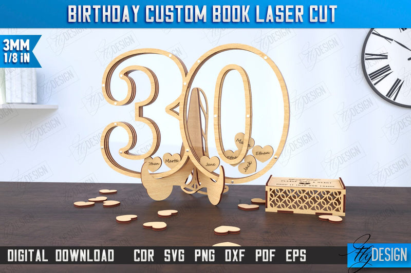 Birthday Guest Signing Board | Guestbook Alternative Laser Cut | Birthday Party Decoration | CNC File SVG Fly Design 
