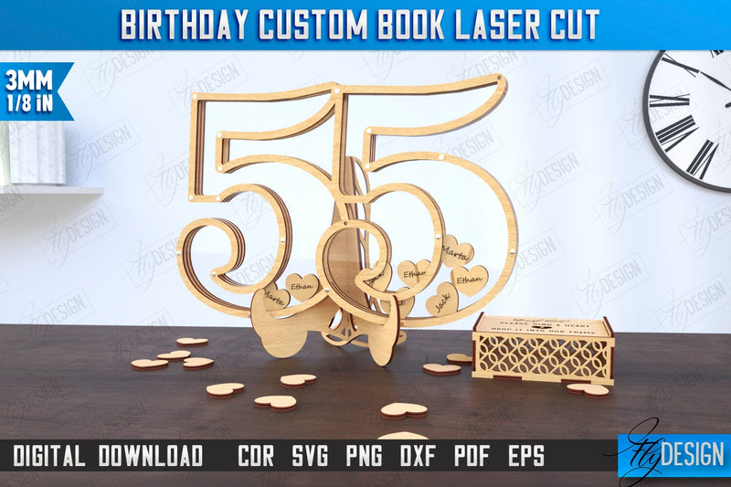 Birthday Guest Signing Board | Guestbook Alternative Laser Cut | Birthday Party Decoration | CNC File SVG Fly Design 