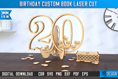 Birthday Guest Signing Board | Guestbook Alternative Laser Cut | Birthday Party Decoration | CNC File SVG Fly Design 