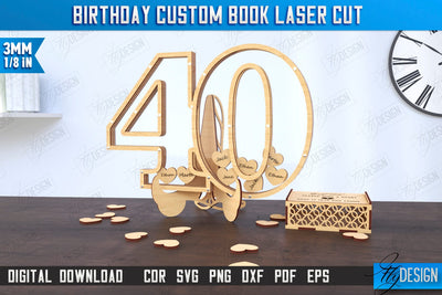Birthday Guest Signing Board | Guestbook Alternative Laser Cut | Birthday Party Decoration | CNC File SVG Fly Design 